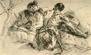 Itämaiset kauppiaat tavarapaalien kanssa, 1753, 1928 tekijältä Giovanni Battista Tiepolo