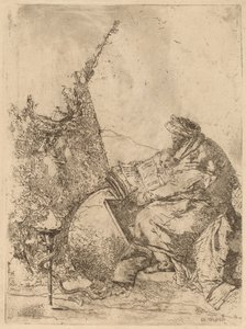 Filosofi istuu maapallolla, kirjalla ja kompassilla tekijältä Giovanni Battista Tiepolo
