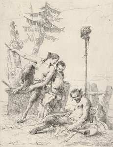 Satyr Family Pan ja hänen perheensä, Scherzistä, n. 1743-50. tekijältä Giovanni Battista Tiepolo