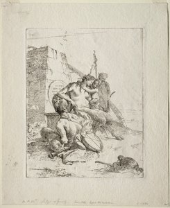Scherzi: Satyr-perhe obeliskin kanssa. tekijältä Giovanni Battista Tiepolo