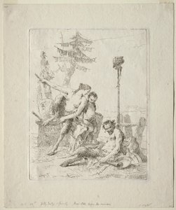 Scherzi di Fantasia: Onnellinen satiiri ja hänen perheensä tekijältä Giovanni Battista Tiepolo