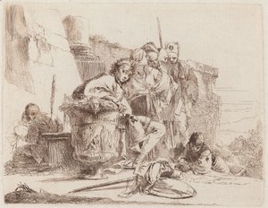 Jove assegut recolzat contra un Urnfinnish tekijältä Giovanni Battista Tiepolo