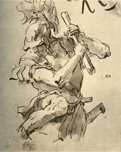 Sotilas nostamassa kätensä iskemään, 1700-luvun puoliväli, 1928 tekijältä Giovanni Battista Tiepolo