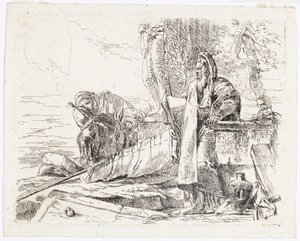 Seisova filosofi suuren kirjan kanssa, kirjasta Vari Capricci tekijältä Giovanni Battista Tiepolo