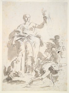 Opiskelu freskoteollisuudelle Triumphing over Idleness, Villa Lochi al Bironissa tekijältä Giovanni Battista Tiepolo