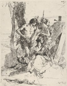 Punchinellon haudan löytö Scherzistä, n. 1743-50. tekijältä Giovanni Battista Tiepolo