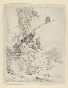 Itämaisen talonpojan perhe, Scherzistä, n. 1740. tekijältä Giovanni Battista Tiepolo