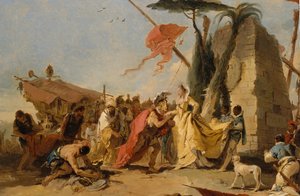 Antoniuksen ja Kleopatran tapaaminen, n. 1745-47. tekijältä Giovanni Battista Tiepolo