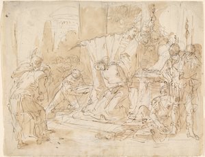 Iphigenian uhri (recto) / Miehisen alaston tutkiminen (verso) tekijältä Giovanni Battista Tiepolo