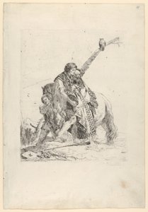 Kolme miestä seisomassa hevosen vieressä, Scherzistä, n. 1740. tekijältä Giovanni Battista Tiepolo