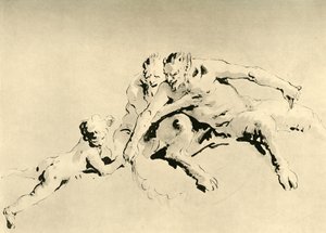 Kaksi faunia ja Cupido, 1700-luvun puoliväli, 1928 tekijältä Giovanni Battista Tiepolo