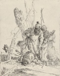 Kaksi astrologia ja poika, Scherzistä, n. 1743-50. tekijältä Giovanni Battista Tiepolo