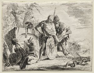 Erilaisia otuksia: Astrologi ja nuori sotilas. tekijältä Giovanni Battista Tiepolo