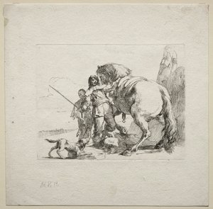 Erilaisia otuksia: Cavalier istumassa hevoselle, 1785. tekijältä Giovanni Battista Tiepolo