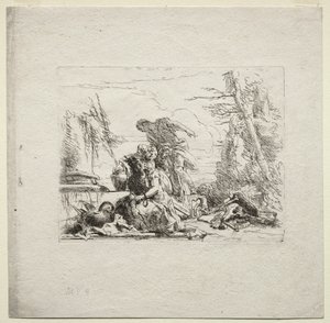 Erilaisia otuksia: Nainen käsiraudoissa, 1785. tekijältä Giovanni Battista Tiepolo