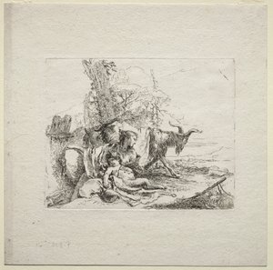 Erilaisia otuksia: Nainen tamburiinilla, 1785. tekijältä Giovanni Battista Tiepolo
