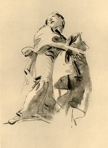 Nainen kumartuu oikealle, mutta katsoo ylöspäin, 1700-luvun puoliväli, 1928 tekijältä Giovanni Battista Tiepolo