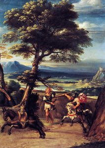 Giovanni Battista Violan (1576-1622) maisema Joabin keihästä haavoittama Absalom, öljy kuparille, 45x34 cm tekijältä Giovanni Battista Viola
