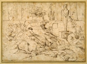 Rutto Ashdodissa (kynä ja muste paperille) tekijältä Giovanni Benedetto (1609 64) Castiglione