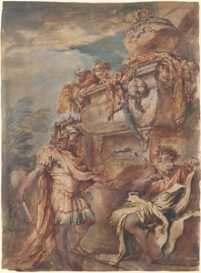 Aleksanteri Kyroksen haudalla tekijältä Giovanni Benedetto Castiglione
