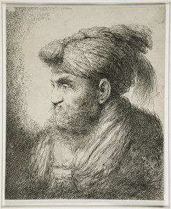 Parrakas mies turbaaniin, 1647-51 tekijältä Giovanni Benedetto Castiglione