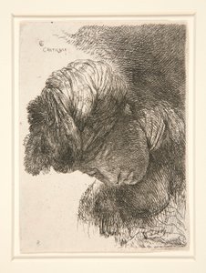 Figuuri, jonka pää on laskettu, sarjasta Small Studies of Heads tekijältä Giovanni Benedetto Castiglione