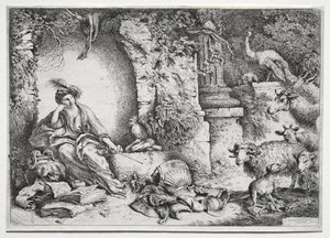 La Mèlancolie, n. 1660-1665. tekijältä Giovanni Benedetto Castiglione