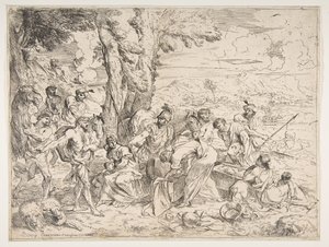 Laban etsii epäjumalia Jaakobin omaisuudesta, n. 1635-40. tekijältä Giovanni Benedetto Castiglione