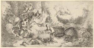 Syntymä Isä Jumala ja enkelit, n. 1647-50. tekijältä Giovanni Benedetto Castiglione