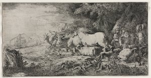 Nooa ja eläimet astumassa arkkiin tekijältä Giovanni Benedetto Castiglione