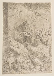 Nooa päästää eläimet arkkiin, n. 1630. tekijältä Giovanni Benedetto Castiglione