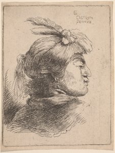 Pieni itämainen pää tekijältä Giovanni Benedetto Castiglione