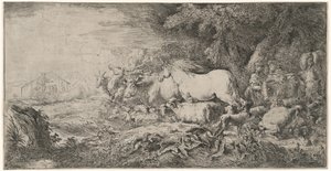 Eläimet menossa kohti arkkia tekijältä Giovanni Benedetto Castiglione