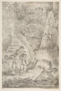 Theseus löytää isänsä käsivarret, 1645 julkaistu 1648. tekijältä Giovanni Benedetto Castiglione