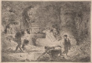 Tobit hautaa kuolleita tekijältä Giovanni Benedetto Castiglione