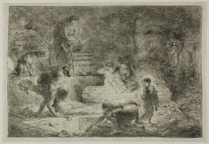 Tobit hautaa kuolleita tekijältä Giovanni Benedetto Castiglione