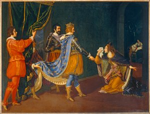 Aragonian Isabella vetoaa Kaarle VIII:een isänsä, Napolin kuninkaan Alfonson, ja miehensä, Milanon herttuan Giovanni Galeazzo Sforzan puolesta ...