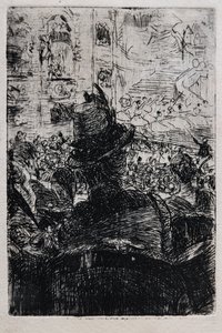 Pariisin Operassa, n. 1880 (raidallinen paperille) tekijältä Giovanni Boldini