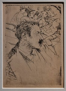 Pariisin Operassa, n. 1880 (raidallinen paperille) tekijältä Giovanni Boldini
