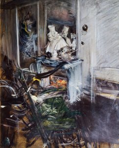 Giovanni Boldinin (1842-1931) kardinaali Bernini taidemaalarihuoneessa, öljy kankaalle, 53x46 cm tekijältä Giovanni Boldini