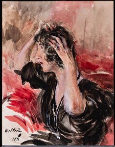 Tyttö katsoo itseään peilistä tekijältä Giovanni Boldini