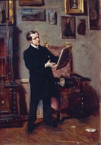Italia, Firenze, nuori mies katsomassa maalausta tekijältä Giovanni Boldini