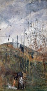 Talonpoikanainen poimimassa pyykkiään tekijältä Giovanni Boldini