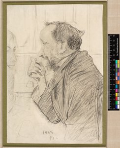Edgar Degasin muotokuva kahvilan pöydässä tekijältä Giovanni Boldini