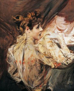 Eleonora Dusen muotokuva (Vigevano 1858 - Pittsburgh 1924), italialainen näyttelijä, Giovanni Boldinin (1842-1931) maalaus tekijältä Giovanni Boldini