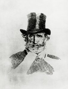 Muotokuva Giuseppe Verdistä (1813-1901), italialainen säveltäjä, piirustus Giovanni Boldini (1842-1931) tekijältä Giovanni Boldini