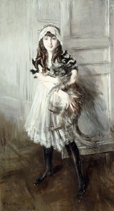 Muotokuva Josefina Errazurizista pitelemässä kissaa, 1910 tekijältä Giovanni Boldini