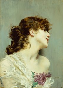 Nuoren naisen profiili (öljy paneelissa) tekijältä Giovanni Boldini