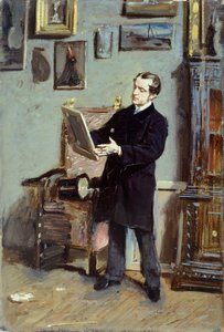 Omakuva Giovanni Boldinista katsomassa kuvaa, n. 1865, Giovanni Boldini (1842-1931), öljy kankaalle, 32x22,5 cm. tekijältä Giovanni Boldini