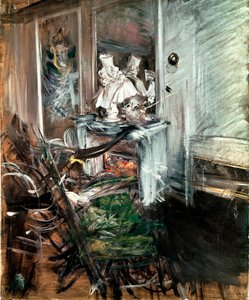 Berninin "kardinaali" maalarin huoneessa. Giovanni Boldinin (1842-1931) maalaus noin 1899. Öljy kankaalle. Mitat: 53 x 46 cm. Pistoia, Boldini Collection tekijältä Giovanni Boldini